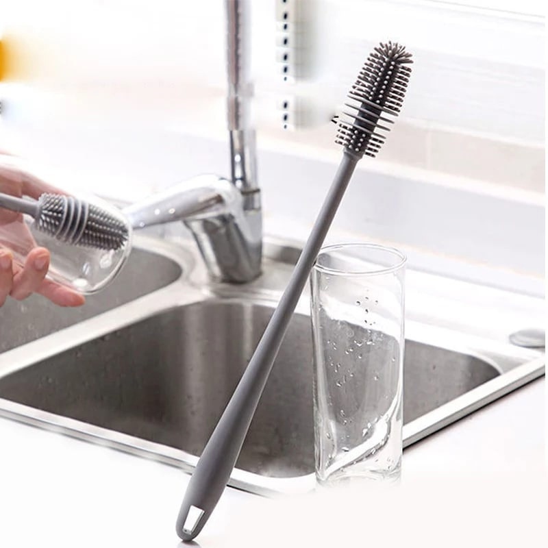Силиконовая щетка для чашек, средство для чистки кухни, щетка для мытья стеклянных стаканов с длинной ручкой.