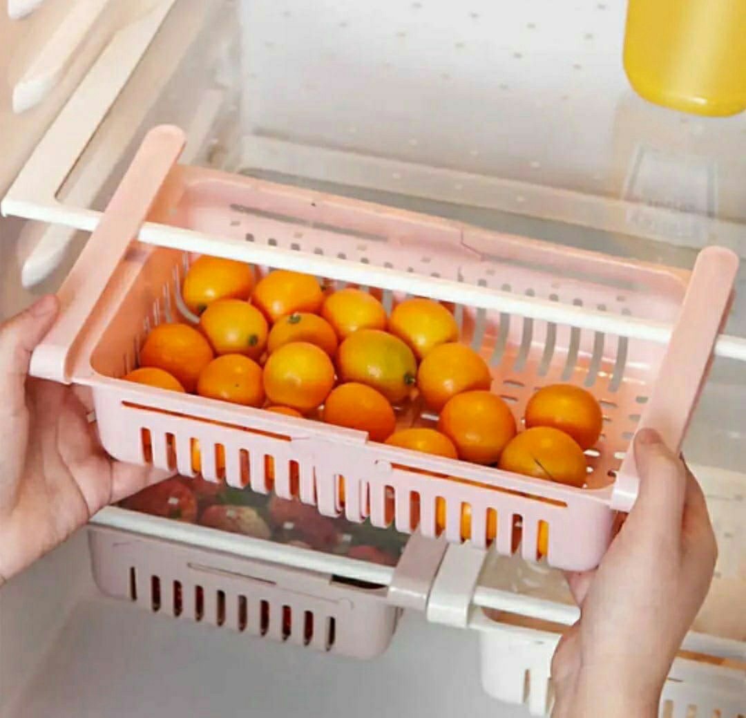 Полка подвесная в холодильник, раздвижная 23(28)×16,5×8 см, цвета в ассортименте