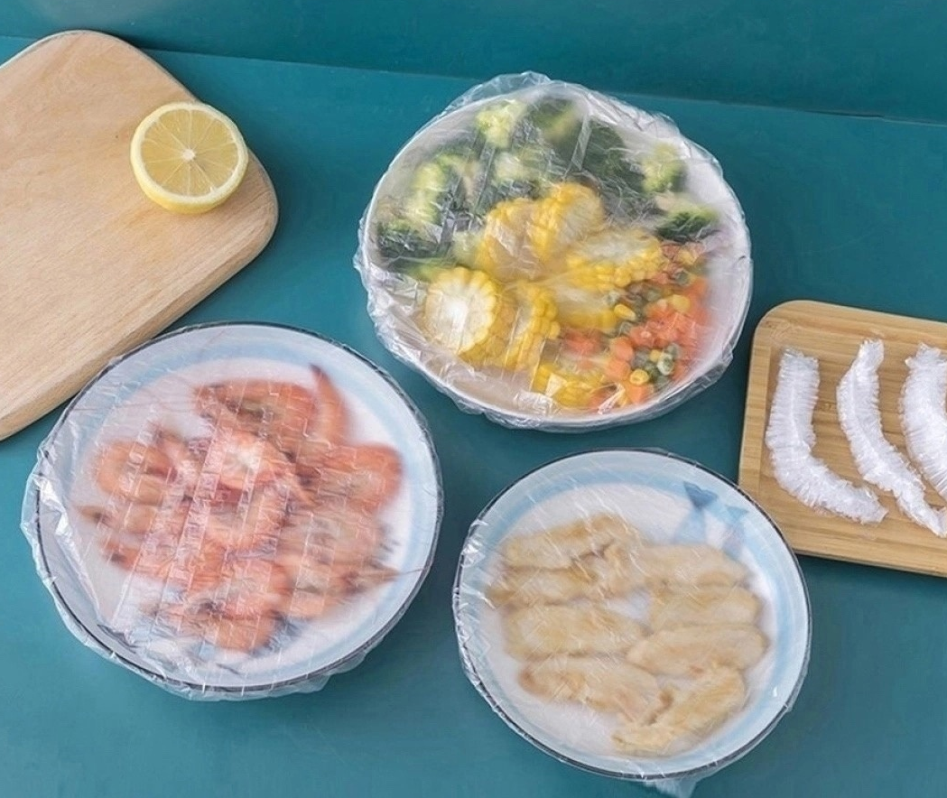 Пакет-крышка на резинке для тарелок для хранения продуктов (100 штук)